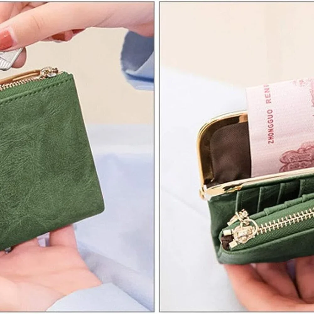 Womens RFID Leather Wallet Compact Bifold Vintage Coin Purse Gift